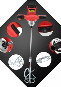 Resim STANWER Alman 7bg Bakır Sargı 6 Kademe Devir Ayarlı Elektrikli Alçı Boya Ve Harç Karıştırıcı Mikser 