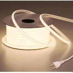 Resim Neon Şerit Led 220 Volt Esnek Silikonlu Aydınlatma + Fiş Dahil 7mt-4000k 