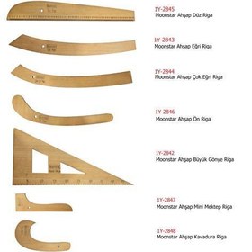 Resim 8 Parça Set - 7 Parça Ahşap Riga Seti Ve Modelist Gönyesi - Riga Takımı - Cetvel 