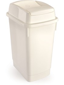 Resim AboutThePerfect Beyaz 27L Çift Taraflı İtme Kapaklı Banyo Atık Kutusu 