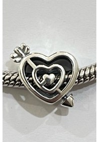 Resim Kalbi Deşen Ok Charm Gümüş 