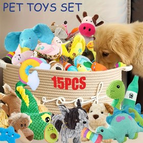 Resim 15 adet Köpek Peluş Oyuncak, Yavru Köpekler için Arkadaş, Yalnız Bırakır, Sıkılmaz, Dayanıklı Diş Taşımı, Çeşitli Çeşitler, Küçük Köpekler için Uygun, Elektriksiz 