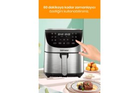 Resim Goldmaster Freshcook 1800 Watt Inox Xl Dokunmatik 8 Ön Programlı Airfryer Yağsız Kızartma Sıcak Hava Fritöz 