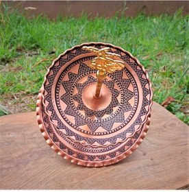 Resim Eskitme Kazılmış İki Katlı Bakır Çerezlik 