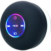 Resim Teltree Banyo Için Ipx4 Su Geçirmez Led Işıklı Bluetooth Hoparlör - Sıkıcı Süngerli, Kolaysa Bağlan, Elsiz Arama Desteği, Siyah 