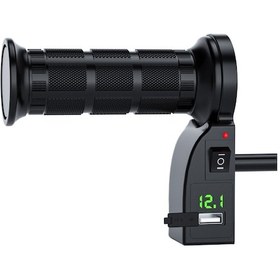 Resim Geeksen 12v Motosiklet Isıtmalı Tutma Kılıfı - 3 Sıcaklık Ayarı, Voltmetre Gösterge Ve Yumuşak Tpu Malzeme 