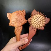 Resim 1 adet El Yapımı Ahşap Tilki Kulak ve Saç Masajı Tarak - Çiçek Oyması ile Ergonomik Tasarım, Saçlar için Derin Kesimler, Normal Saç Tipleri için Dayanıklı Ahşap Saç Aracı, Saç Bakımı Aksesuarı, Doğal Ahşap Kaplama 