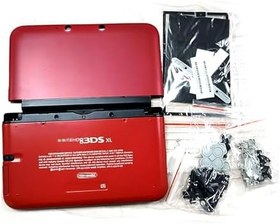 Resim Kırmızı Renk 3DSXL Ekstra Muhafaza Kılıfı Kabukları Komple Set Değiştirme, Eski Büyük 3DS XL/LL 3DSLL Konsol için, Dış Muhafaza Kapak Plakaları + Düğmeler/Vidalar/Kalemler/Pedler/Koruyucu/Çıkartmalar 
