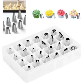 Resim Pasta Krema Duy Seti 24 Parça Paslanmaz Çelik Kutulu Büyük Boy RA640 