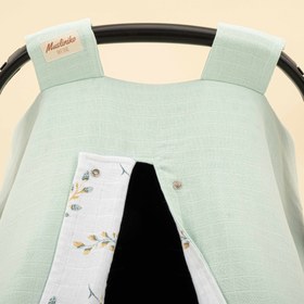 Resim Puset Örtüsü - Çift Taraflı - Mint Muslin - Yapraklar 
