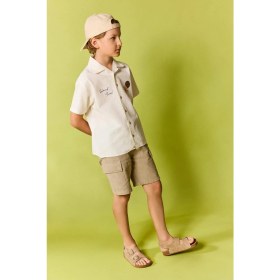 Resim DeFacto Regular Fit Apaş Yaka Tropikal Desenli Kısa Kollu Gömlek Erkek Çocuk H7512A826HS 