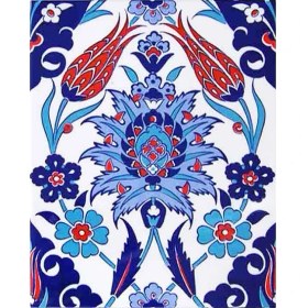 Resim Armada çini 20x25 Cm Ac 1004 Kırmızı Laleli Kütahya Çini Seramik Karo 