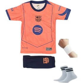 Resim 25-26 Yeni Sezon L.yamal 10 Numara Turuncu Çocuk Futbol Forması 4lü Set 