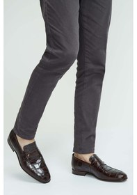 Resim Tamer Tanca Erkek Hakiki Deri Kahverengi Makosen Ayakkabı 183 26201 Erk Ayk Y23 Kahve Kroko Kahverengi 