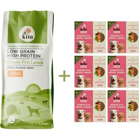 Resim Kuzu Etli Yetişkin Köpek Maması 2,5 Kg + 6 Adet Kito Fresh Somon Etli %100 Taze İçerikli Mama 