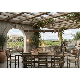 Resim Rustik Halatlı Ahşap Kütük Avize - 3 Kollu Doğal Tasarım Koyu Kahverengi 