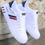 Resim MAINALUN Erkek ve Kadınlar için Hafif Nefes Alabilir Düşük Üstlü Spor Ayakkabılar - Renk Blok Tasarımlı Beyaz Günlük Sneaker'lar, PU Üst & PVC Taban ile Spor Salonu, Yürüyüş, İşe Gidiş-Geliş İçin 
