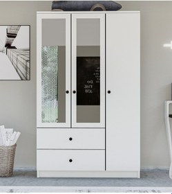 Resim Metalia Gm 853 Home 3 Kapılı 2 Çekmeceli Düğme Kulplu Aynalı Gardırop 