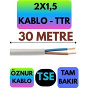 Resim Öznur 2x1,5 Ttr Kablo Beyaz Metre Seçenekli - 30 Metre 