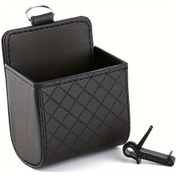 Resim Topnotch Siyah Suni Deri Dikişli Araç Torba Organizatörü - Cep, Gözlük, Para 