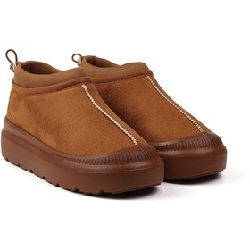 Resim Kadın Taba Süet İçi Kürklü Bot - Kalın Tabanlı, Rahat, Kaymaz, Günlük Ve Kışlık Taba 