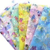 Resim 1 adet Gökkuşağı Altın Folyo Kelebek Baskılı Mesh Tül Kumaş, 49.99x149.86cm Önceden Kesilmiş Gaze DIY Dikiş, Quilting, Mobilya, Düğün ve Parti Dekorasyonu, Fotoğraf Arka Planı, Ev Dekorasyonu, Çiçek Kumaş, Kelebek Dekorasyonları 