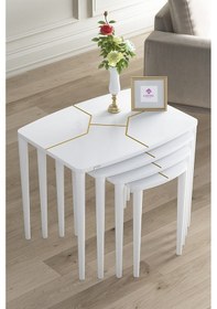 Resim Canisa Concept Lyon Serisi , Üst Kalite Sehpa Takımı , 1.sınıf Mdf 4lü Zigon Sehpa Takımı, Beyaz Beyaz - Beyaz 