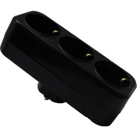 Resim Üçlü Golyat Fiş Priz Siyah Mutlusan 