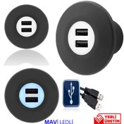 Resim Sanel Usb Şarj Ünitesi Üniversal 12V24V 2Amp Mavi Ledli Suc2B 