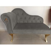 Resim Sepetten Evine Gri Yeni Nesil Köşe Koltuğu Josefin Bench Puf Gold Ayak 