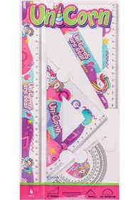 Resim Unicorn Cetvel Takımı 30 Cm 1 Paket Cetvel Gönye İletki Şeffaf Çizim Takımı Pergelli Çizim Seti 4 Parça Kız Çocuk Çok Renkli 