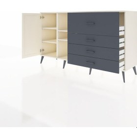 Resim Kronos Konsol 4 Raflı 4 Çekmeceli Tek Kapaklı 176x59x99 Aytaşı-a Aytaşı-aytaşı/antrasit 