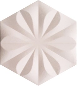 Resim Armada Çini 15x17 Cm Çiçekli Beyaz Altıgen Seramik 