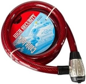 Resim Motosiklet Kilidi 2000mm x 25mm Çelik Halat - Kırmızı Güvenlik Kilidi (KIRMIZI) 