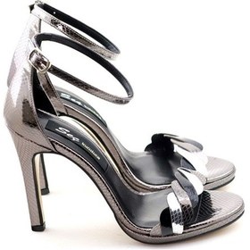 Resim Şnk 7468 Bayan Tek Bant Abiye Ayakkabi Platin Yilan 