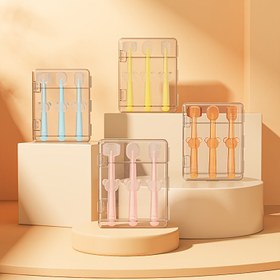 Resim 1 Takım, Bebek Diş Fırçası Seti, 3 Adet Silikon Dil Temizleyici, 360° Ağız Bakım İhtiyaç Çözümü Yumuşak Kıl Tabanlı Tutuculu diş ürünler 