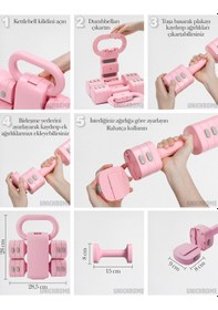 Resim Ayarlanabilir Ağırlıklı Dambıl Ve Kettlebell Seti 5,5 Kg Fitness Egzersiz Ağırlık Antrenmanı Pembe 