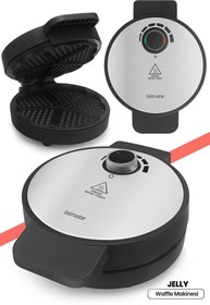 Resim GoldMaster Jelly Inox 1000 Watt Taşmayı Önleyen Derin Plakalı Aşırı Isınmaya Dayanıklı Waffle Makinesi 