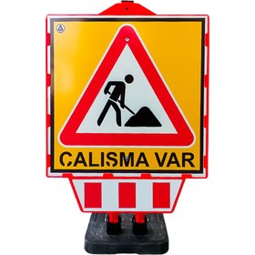 Resim İleri Trafik Katlanır Uyarı Levhalı Bariyer 