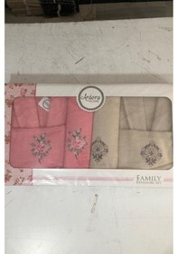 Resim Ardora Bukle Aile Bornoz Takımı Nar Çiçeği Kahve Kahverengi 