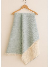 Resim Elyaflı Müslin Battaniye 100x120 Cm Mavi 