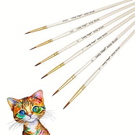 Resim 6'lı Yalnız Parmak Profesyonel Mikro İnce Detay Boya Fırçaları Seti, Sulu Boya, Yağlı Boya, Akrilik, Tırnak Sanatı & Ölçek Model Boyama için Naylon Kıllar 