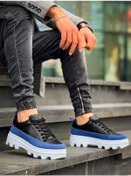 Resim Kb-056 Kuback Siyah Mavi Detaylı Beyaz Yüksek Taban Günlük Spor Ayakkabı Beyaz 