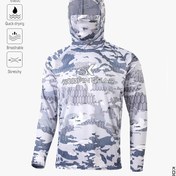 Resim KOOFIN GEAR Erkekler için Nefes Alabilir Balıkçılık Gömleği, İç Boyunluklu - Gri Kamuflaj, Her Mevsim İçin Hızlı Kuruyan Polyester Kumaş 