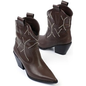 Resim Shoetek Avrora Kadın Bot&bootie Pimli Kovboy Kahve Deri Kahve 