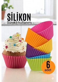 Resim Silikon Muffin Kalıbı - Sürekli Kullanım Muffin Kek Kalıbı 6 Adet Çok Renkli 