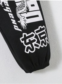 Resim Chinese Dragon & Letter Graphic Eşofman Altı Siyah 