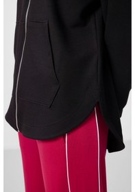 Resim Tommylıfe Siyah Yumuşak Dokulu Kapüşonlu Oversize Kadın Tunik Sweatshirt - 97302 
