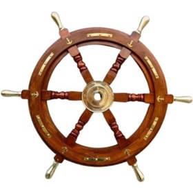 Resim Denizcilik Grubu-marine Pirinç Aksesuar-ahşap Dümen-61x61x5 Cm-jt 
