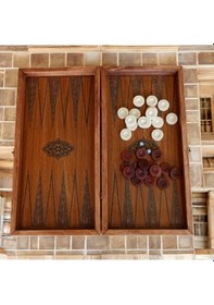 Resim Simya İsme Özel Ahşap Pullu Ceviz Kaplama Ahşap Tavla 